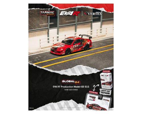 1/64 Tarmac Works EVA RT Production Model-02 Nissan S15 Vertex Diecast Car Model