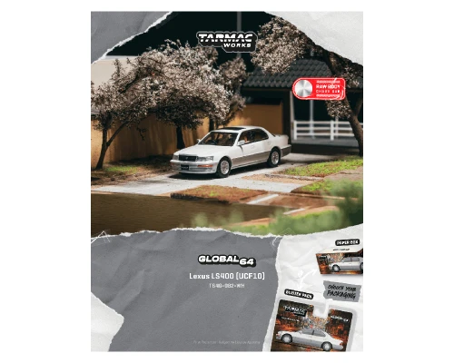 1/64 Tarmac Works Lexus LS400 (UCF10) (Pearl White) Diecast Car Model