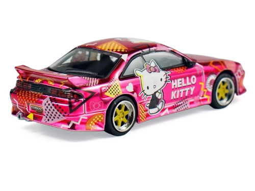 Nissan Vertex Silvia (S14) RHD (Right Hand Drive) "Hello Kitty" Pink Metallic with Graphics "Global64" Series 1/64 Diecast Model Car by Tarmac Works