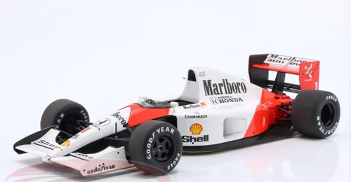 1/18 AUTOart 1991 Formula 1 McLaren Honda MP 4/6 Japanese GP Ayrton Senna #1 Car Model with Applicable "Marlboro" Decal