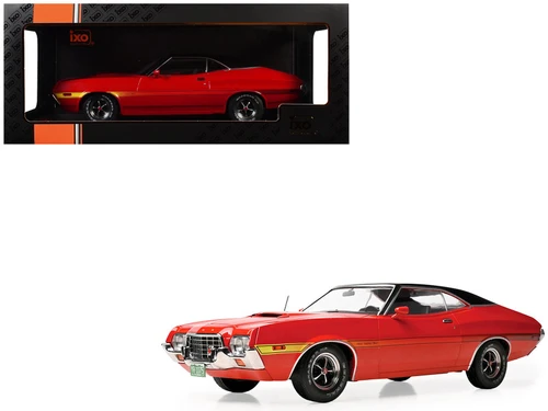 1972 Ford Gran Torino Sport 2-Door Red with Black Vinyl Top 1/18 Diecast Model Car by IXO Models