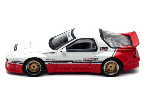 Mazda RX-7 (FC3S) "Pandem Rocket Bunny" White and Red with Black Stripes "The Model Car Show Singapore 2025 Event Edition" 1/64 Diecast Model Car by Inno Models