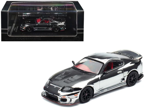 Toyota Supra (A80) "Top Secret" GT300 RHD (Right Hand Drive) Chrome with Carbon Hood and Red Interior "Tokyo Auto Salon 2026 Event Exclusive" 1/64 Diecast Model Car by Inno Models