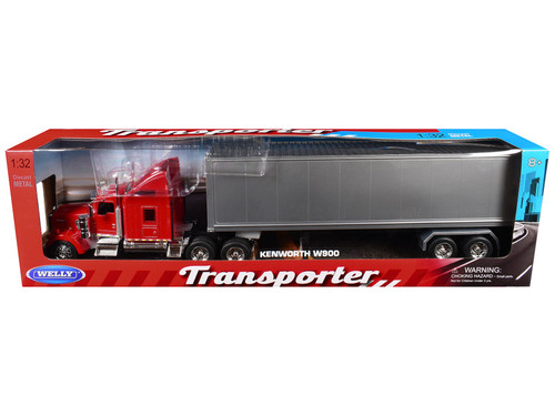 Kenworth W900 Truck Silver Metallic with Gray Container 1/32