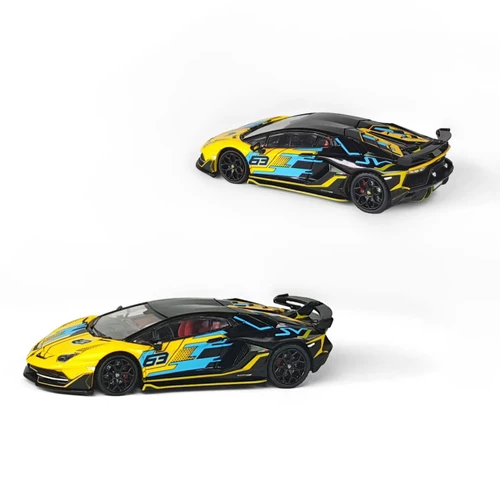 1/64 Maxwell Lamborghini Aventador SVJ 63 (Yellow & Black) Diecast Car Model