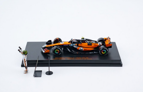 1/64 Minichamps 2025 Formula 1 McLaren Monaco GP Winner #4 Lando Norris Diecast Car Model with Figure