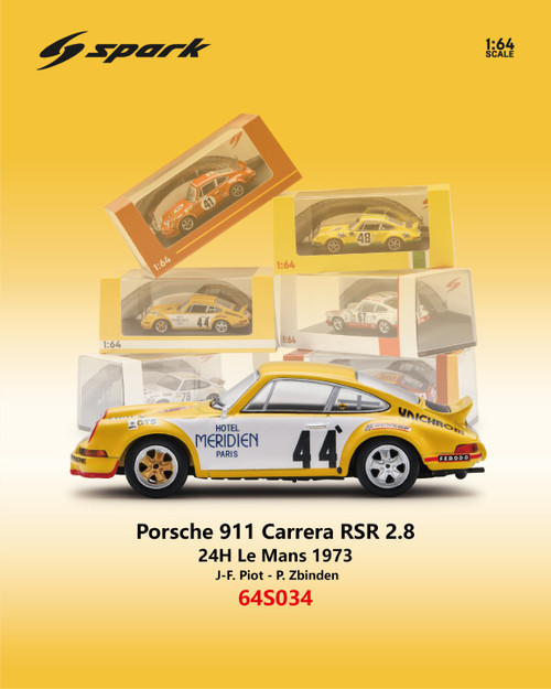 1/64 Spark Porsche 911 Carrera RSR 2.8 No.44 24H Le Mans 1973 J-F. Piot - P. Zbinden Car Model