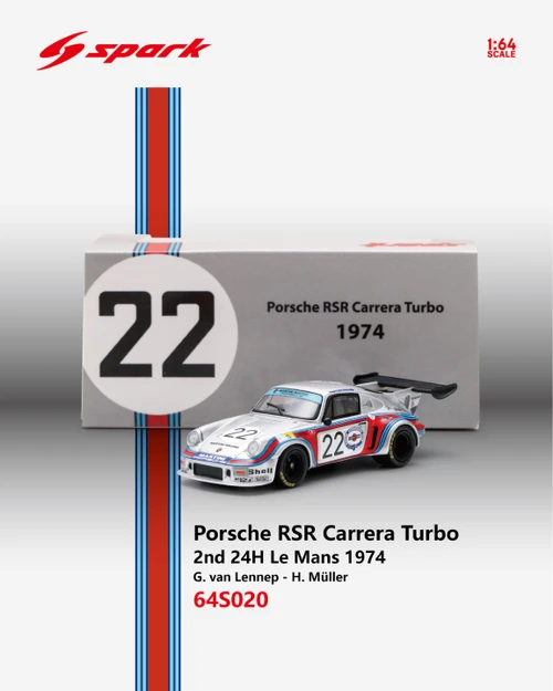 1/64 Spark Porsche RSR Carrera Turbo No.22 2nd 24H Le Mans 1974    G. van Lennep - H. Müller Car Model