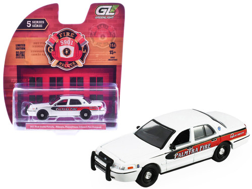 1/64 Greenlight 2011 Ford Crown Victoria "Palmyra Pennsylvania Citizen's Fire Company" White with Graphics "Fire & Rescue" Series #5 Diecast Car Model