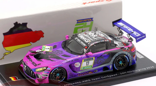 1/43 Spark 2025 Mercedes-AMG GT3 #17 24h Nürburgring Mercedes-AMG Team GetSpeed Ralf Aaron, Lucas Auer, Adam Christodoulou, Mikael Grenier Car Model