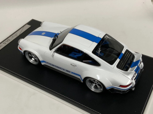 1/12 Ivy Porsche 911 964 Singer DLS (White with Blue Stripes) Car Model with Opening Rear Bonnet Limited 25 Pieces
