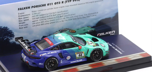 1/64 Ixo 2026 Porsche 911 (992) GT3 R #44 24h Nürburgring Falken Motorsports Tim Heinemann, Sven Müller, Morris Schuring, Klaus Bachler Car Model