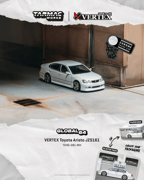 1/64 Tarmac Works Vertex Toyota Aristo JZS161 (White) Diecast Car