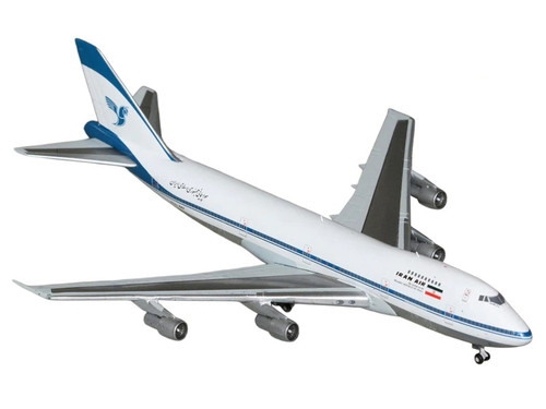 Boeing 747-100 Commercial Aircraft "Iran Air" (EP-IAM) White with Blue Stripes 1/400 Diecast Model by GeminiJets