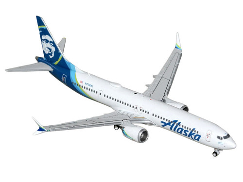 Boeing 737 MAX 9 Commercial Aircraft "Alaska Airlines" (N708AL) White with Blue Tail Graphics 1/400 Diecast Model by GeminiJets