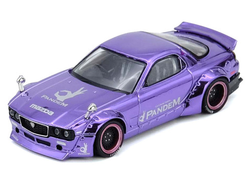 1/64 Inno 2-Car Set Mazda RX-7 FC3S "Pandem Rocket Bunny" (White & Purple) & Mazda Rx-7 FD3S "Rocket Bunny" Boss Wide Body Kit RHD (Right Hand Drive) (Purple Chrome) Diecast Car Models