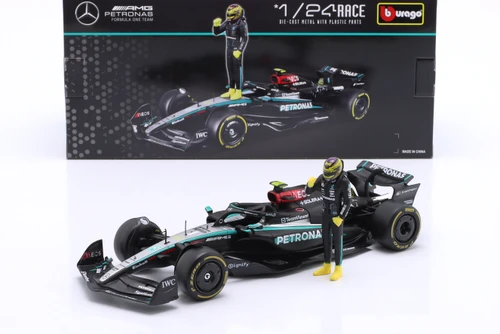 1/24 BBurago 2024 Formula 1 Lewis Hamilton Mercedes-AMG F1 W15 #44 Car Model with Figure