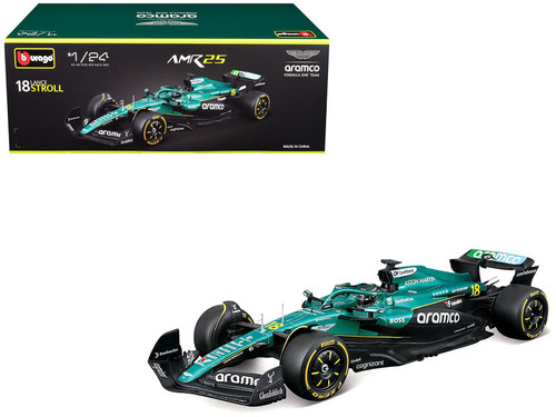 1/24 BBurago 2025 Formula 1 Fernando Alonso Aston Martin AMR25 #14 Car Model