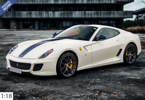 1/18 BBR 2010 Ferrari 599 GTO (Avus White with Blue Stripe) Car Model Limited 27 Peces
