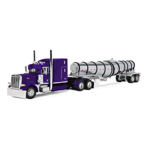 1/64 First Gear Peterbilt Model 379 Wild Orchid with 63” Mid-Roof Sleeper & Polar® Deep Drop Trailer Diecast Model