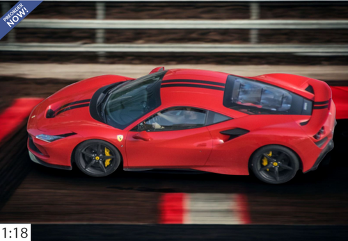 1/18 BBR Ferrari F8 Tributo (Rosso Corsa Red with Black Stripes) Car Model