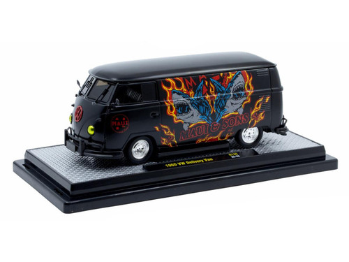1960 Volkswagen Delivery Van "Maui & Sons" Black with Graphics Limited Edition to 4050 pieces Worldwide 1/24 Diecast Model Car by M2 Machines