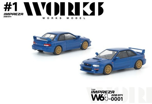 1/64 Works Models Subaru Impreza 22B STi (Blue) Diecast Car Model