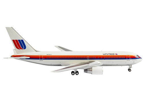 Boeing 767-200 Commercial Aircraft "United Airlines" (N606UA) White with Stripes 1/400 Diecast Model by V1:400