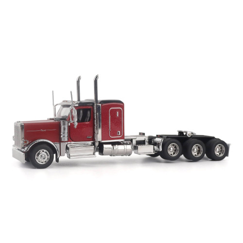 1/64 Diecast Masters Peterbilt Model 589 131-inches-BBC 58-inches-Sleeper Tridem-Axle Legendary Package Truck Tractor (Legendary Red) Diecast Model
