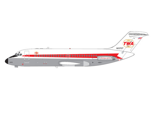 McDonnell Douglas DC-9-15 Commercial Aircraft "Trans World Airlines" (N1070T) White with Red Stripes 1/400 Diecast Model by V1:400
