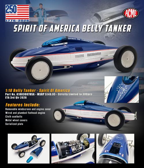1/18 ACME Spirit of America Belly Tanker Diecast Car Model