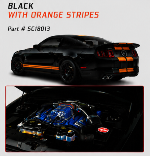 1/18 Shelby Collectibles 2013 Ford Mustang Shelby GT500 (Black with Orange Stripes) "Superman" Car Diecast Car Model