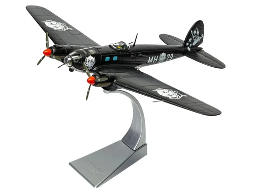 Heinkel He III Bomber Aircraft "Motorhead" Black with Graphicss 1/72 Diecast Model by Corgi