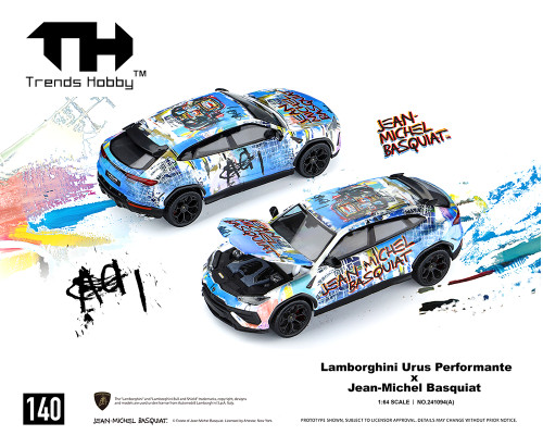 1/64 Trends Hobby Lamborghini Urus Performance x Jean Michael Basquiat (Matte White) Special Edition Diecast Car Model