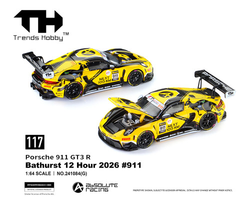 1/64 Trends Hobby 2026 Porsche GT3 R B12H 2026 #911 Diecast Car Model