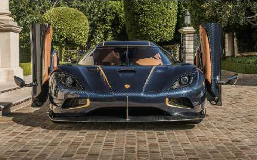 1/18 HH Model Koenigsegg Agera RS (Blue Carbon & Gold Stripe) Car Model Limited 10 Pieces
