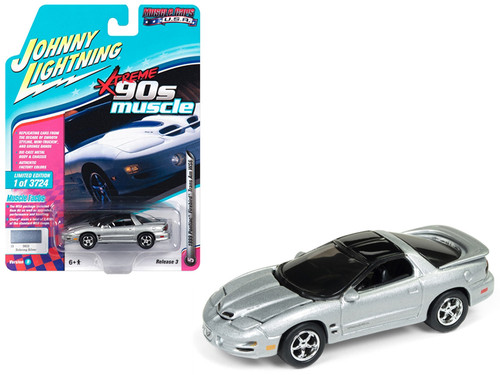 1999 Pontiac Firebird Trans Am WS6 Sebring Silver "90's Muscle" Limited Edition to 3,724 pieces Worldwide 1/64 Diecast Model Car by Johnny Lightning