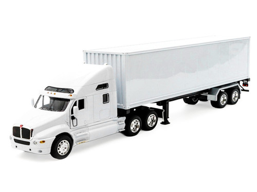 1/32 Welly Kenworth T2000 Semi Truck (White with White Box Trailer) Transporter Diecast Model