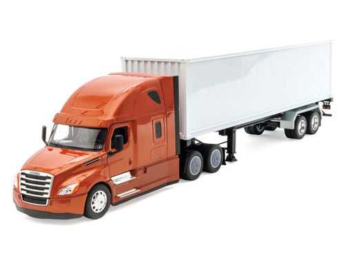 1/32 Welly Freightliner Cascadia Truck (Brown with White Container) "Transporter" Diecast Model