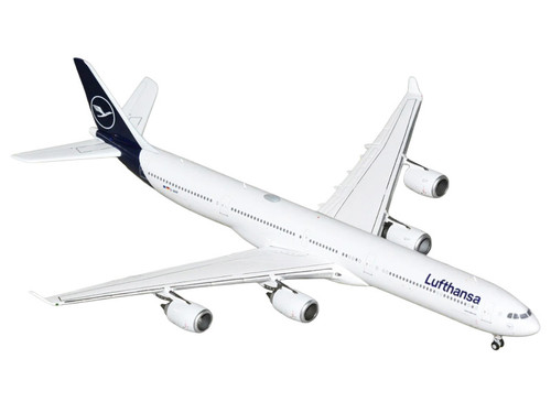 Airbus A340-600 Commercial Aircraft "Lufthansa" (D-AIHF) White with Dark Blue Tail 1/400 Diecast Model Airplane by GeminiJets