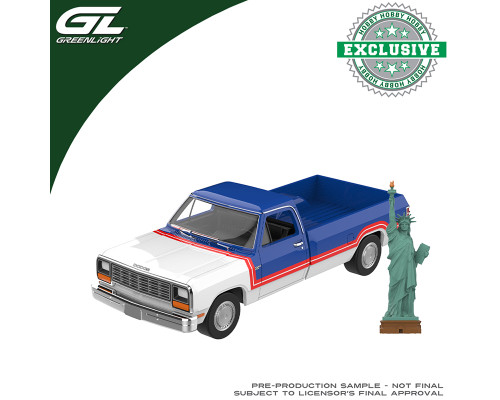 1/64 Greenlight 1981 Dodge Ram with Big Statue of Liberty Figurine America 250 Edition Diecast Car Models