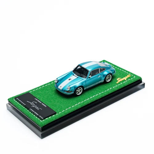 1/64 Locarno Model Porsche 911 Singer PTS Racing Green Metallic Car Model Limited 80 Pieces