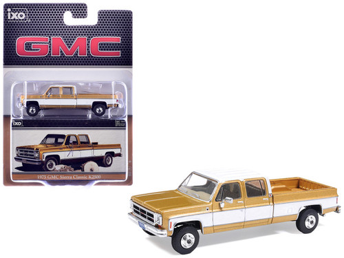 1975 GMC Sierra Classic K2500 Pickup Truck Yuba Gold Metallic and White 1/64 Diecast Model by IXO Models