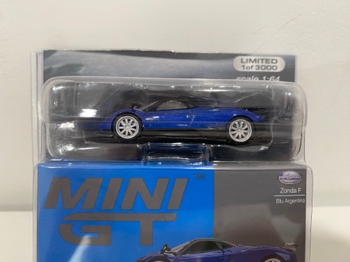 OPEN BOX AS-IS 1/64 Mini GT Pagani Zonda F (Blu Argentina Blue) Diecast Car Model