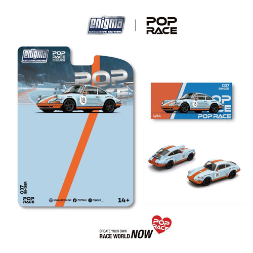 1/64 Poprace Porsche 911 Singer Racing #18 (Gulf Orange & Blue) Diecast Car Model