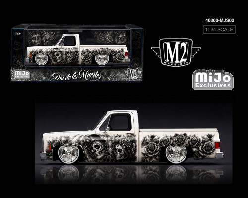 1/24 M2 Machines 1978 Chevrolet C10 Squarebody Custom “Dia De Los Muertos” Diecast Car Model