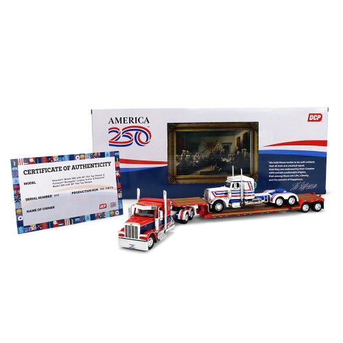 1/64 First Gear Peterbilt Model 589 with 44” Flat Top Sleeper & Fontaine RenegadeTM LXT40 Lowboy Trailer with Peterbilt Model 359 Load Diecast Model