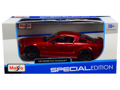 2006 Ford Mustang GT Burgundy Metallic with Black Wheels 1/24 Diecast Model Car by Maisto