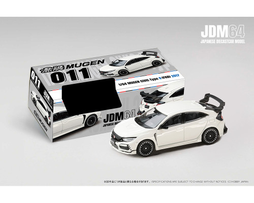 1/64 Hobby Japan 2017 Mugen Honda Civic Type R (FK8) (Championship White) Diecast Car Model