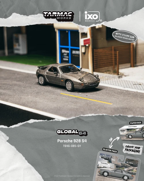 1/64 Tarmac Works Porsche 928 S4 (Grey Metallic) Diecast Car Model